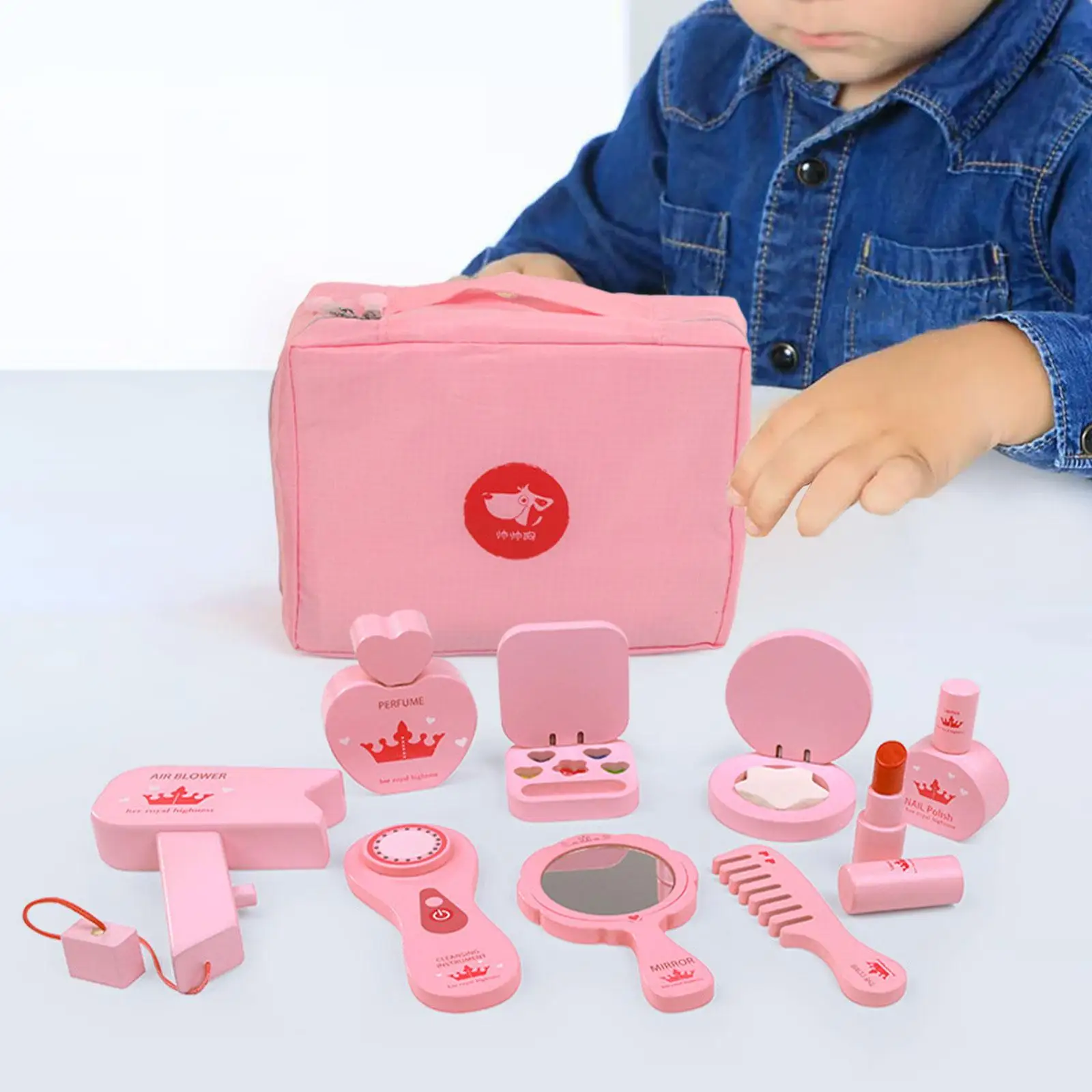 Kit trucco giocattolo di bellezza per bambini per giochi di ruolo e divertimento in vanità