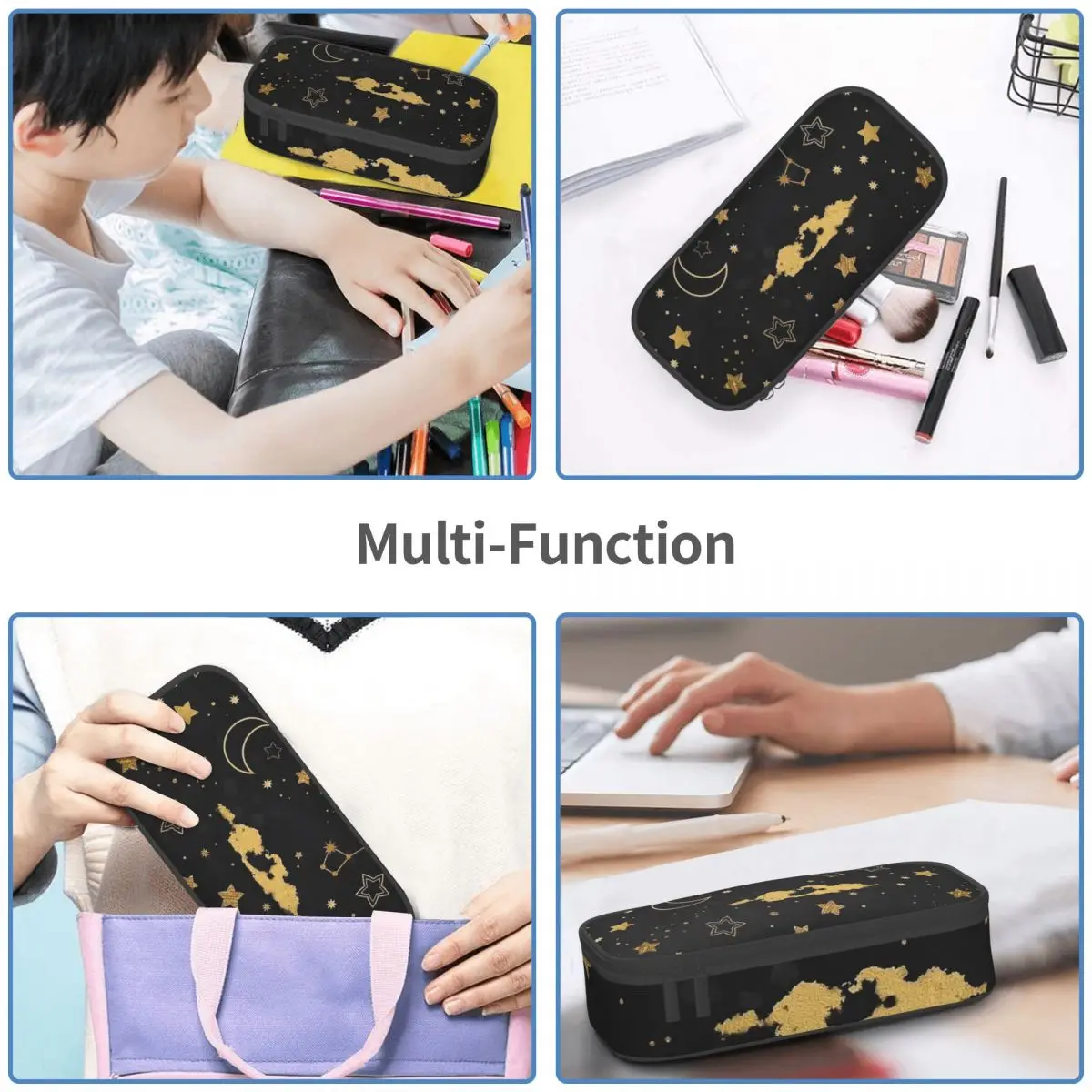 Cartoon Moon And Star Pattern Pencil Cases for Student Pen Box Pencil Bag Large Capacity Pencil Pouch Pen Holder