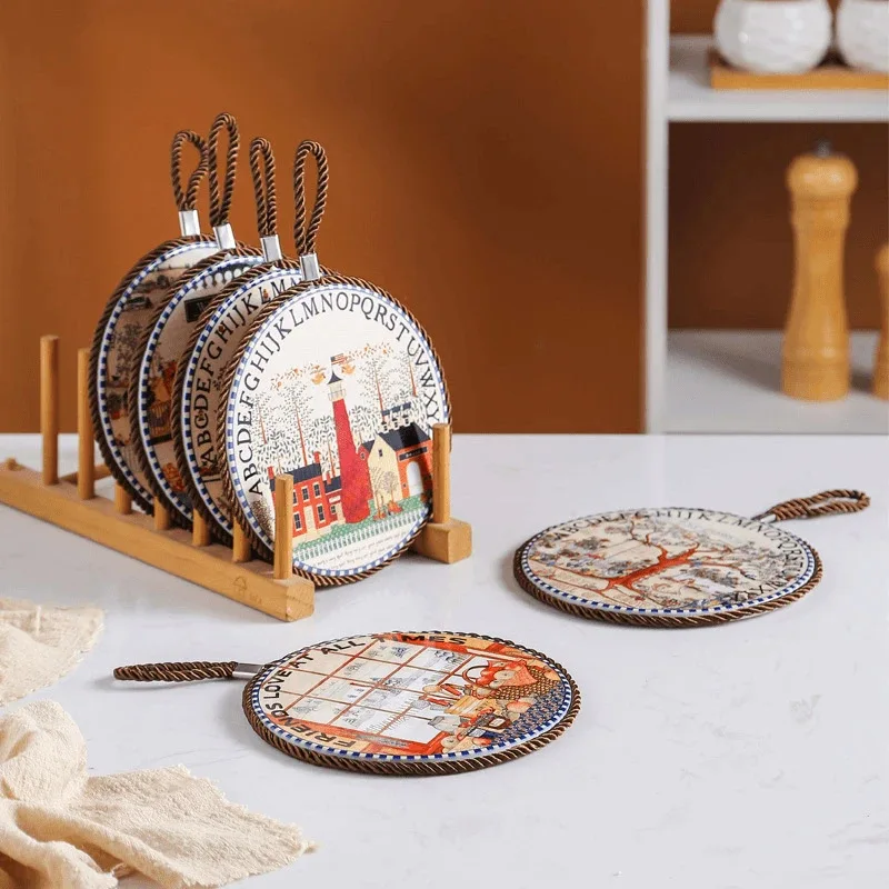 

17*17cm Retro European Ceramic Table Mat Round Casserole Pad Insulation Mat Heat Resistant Table Placemat Drink Cup Coasters