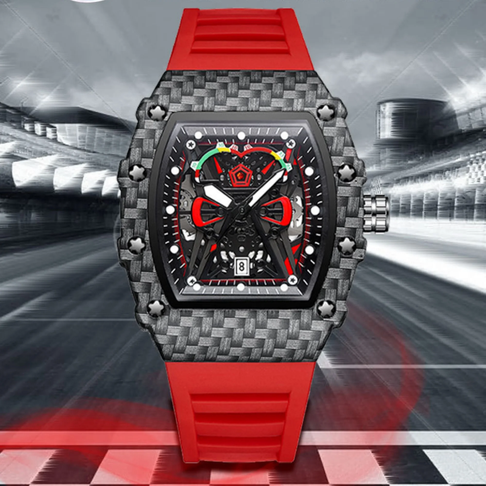 UTHAI CQ232 New Concept New Watch Men's Trendy Waterproof Glow Men's Watch Personalized Watch Silicone Wine Barrel Quartz Watch