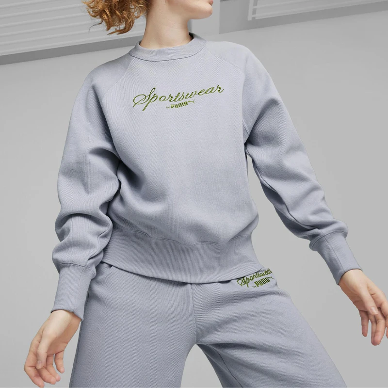 

PUMA Genuine 2024 New Women's Knit Casual Round-Neck Pullover Sweatshirt 626036-63