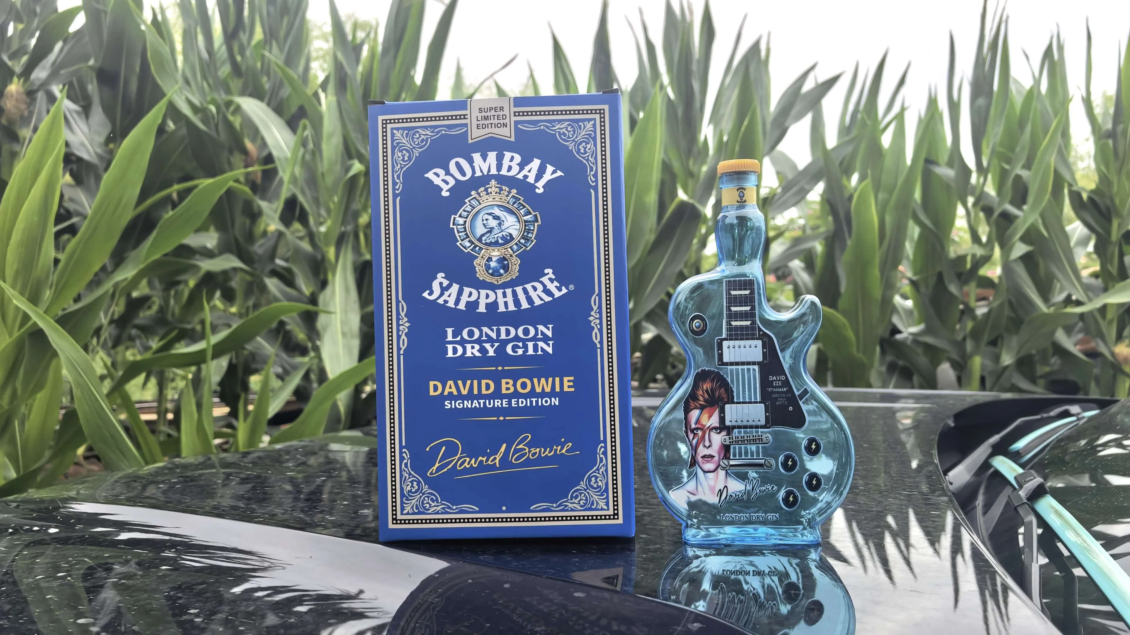 David Bowie Guitar Glass Decanter, Blue Glam Rock Themed Liquor Bottle, Home Bar Decorative Bottle