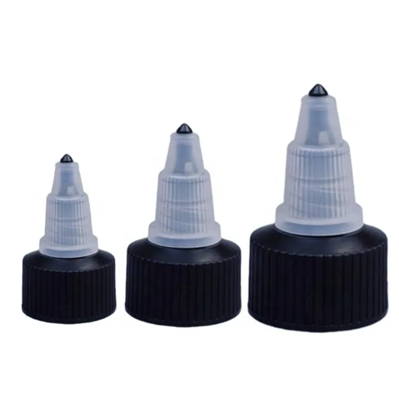 10Pcs Hot selling 20mm 24mm Black Plastic Twist Off Cap 410 Squeeze Bottle Cap For Craft Paint Powder Hair Gel E liquid Bottle