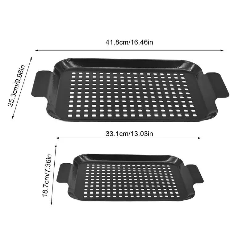 BBQ-grillpan 2X anti-aanbak barbecue-grillpan met handgrepen Campingkookgerei Binnen Buiten Gebruik voor houtskoolgrills Gerookt