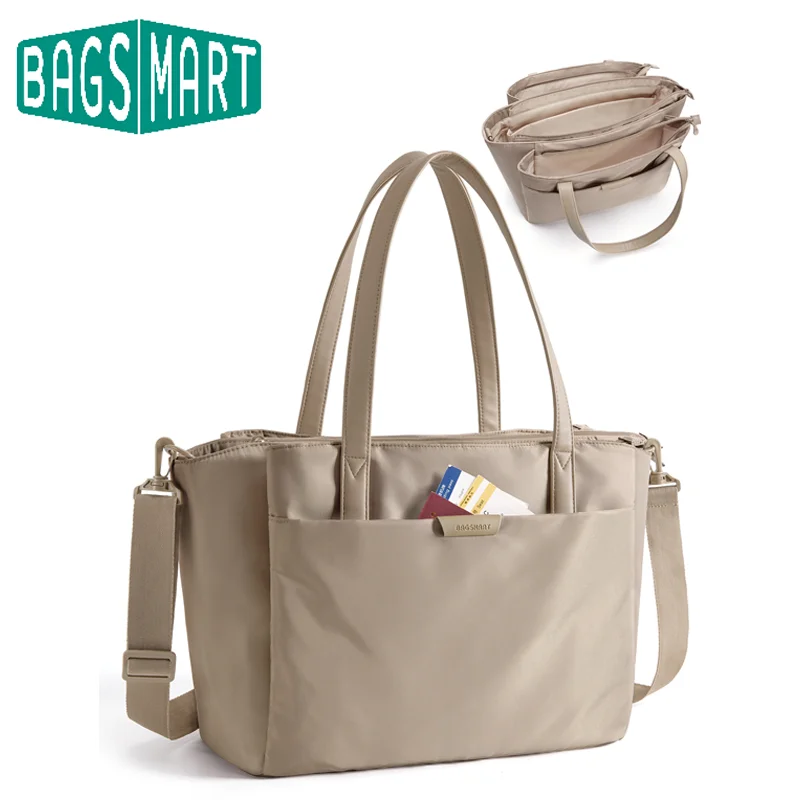 

BAGSMART Tote Bag for Women 4 Compartments Work Tote 15.6" Laptop Tote Bag with Zipper Shoulder Handbag with Strap for Work