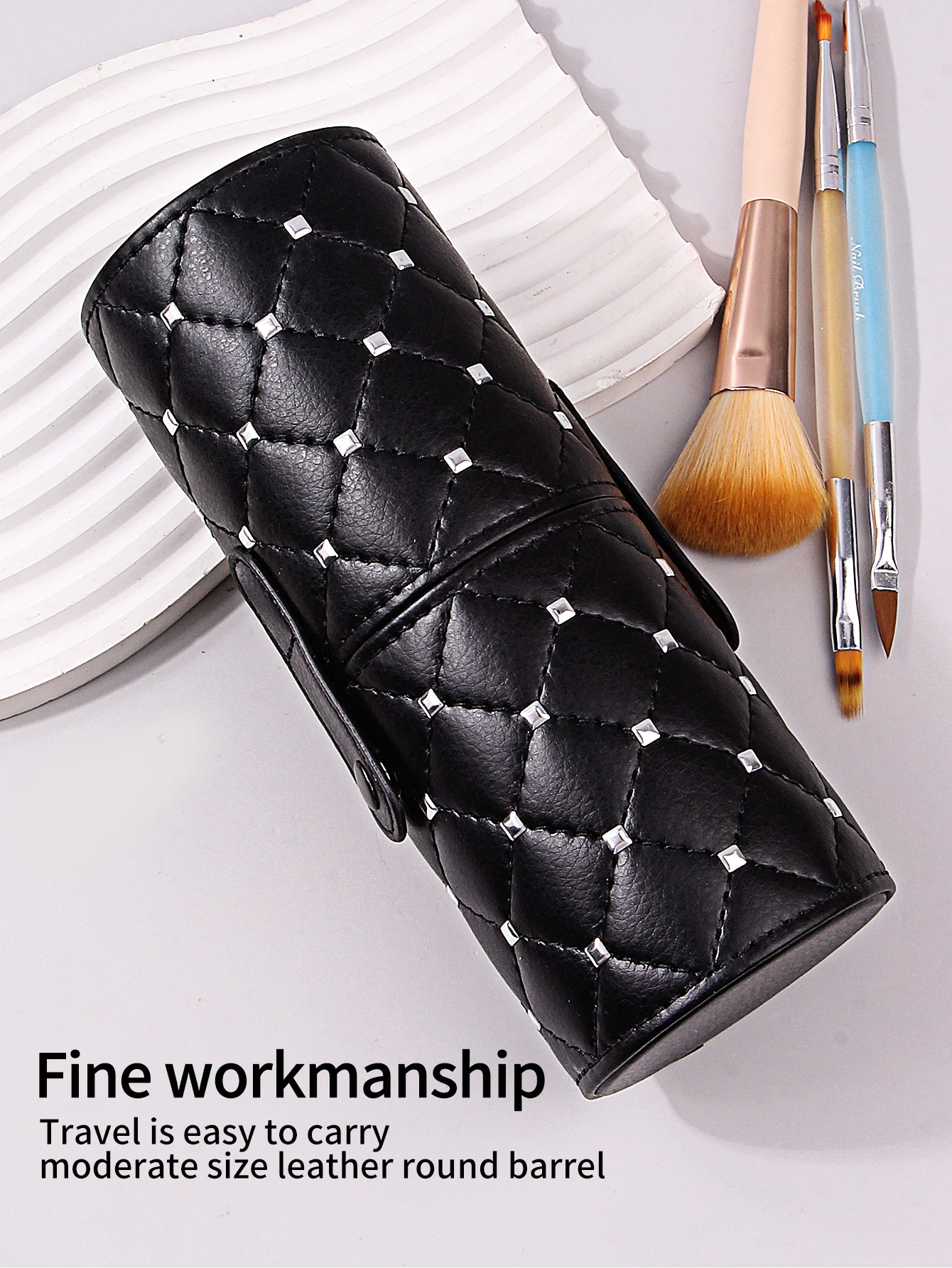 Portable PU Leather Travel Makeup Brushes Pen Holder Storage Empty Holder Cosmetic Brush Bag Brushes Organizer Make Up Tools