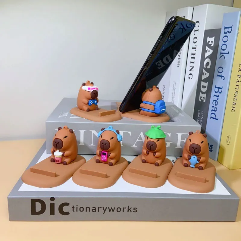

1Pc New Creative Design Cute Capybara Cartoon Figurine Lazy Stand Desktop Phone Holder Creative Ornament Gift