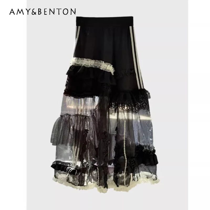 Original Design Fashionable High-waisted Ballet Women's Skirt 2025 Summer New Delicate Temperament Personalized Skirts Ladies