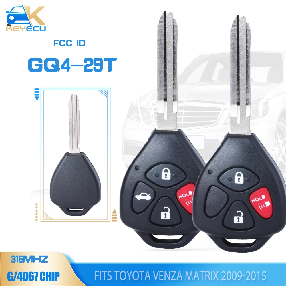 

KEYECU GQ4-29T 315MHz G / 4D67 Chip Keyless Remote Car Key Fob for Toyota Venza Matrix 2009 2010 2011 2012 2013 2014 2015