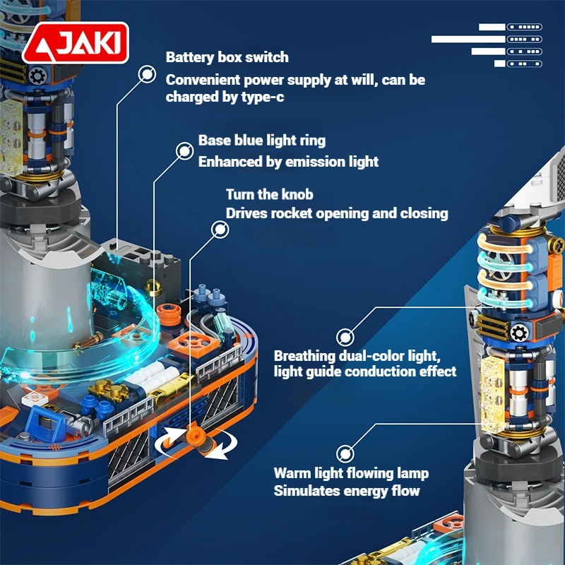 مجموعة ألعاب مكعبات البناء من سلسلة JAKI Space Exploration، لعبة تجميع نموذج صاروخ الفضاء الطويلة في 9 مارس، هدية عيد ميلاد للأطفال
