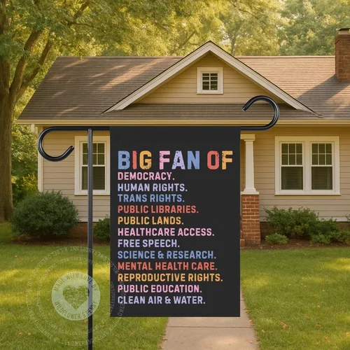 Big Fan of Human Rights Garden Flag, Retro Political Yard Sign, Progressive Outd OOV IIC