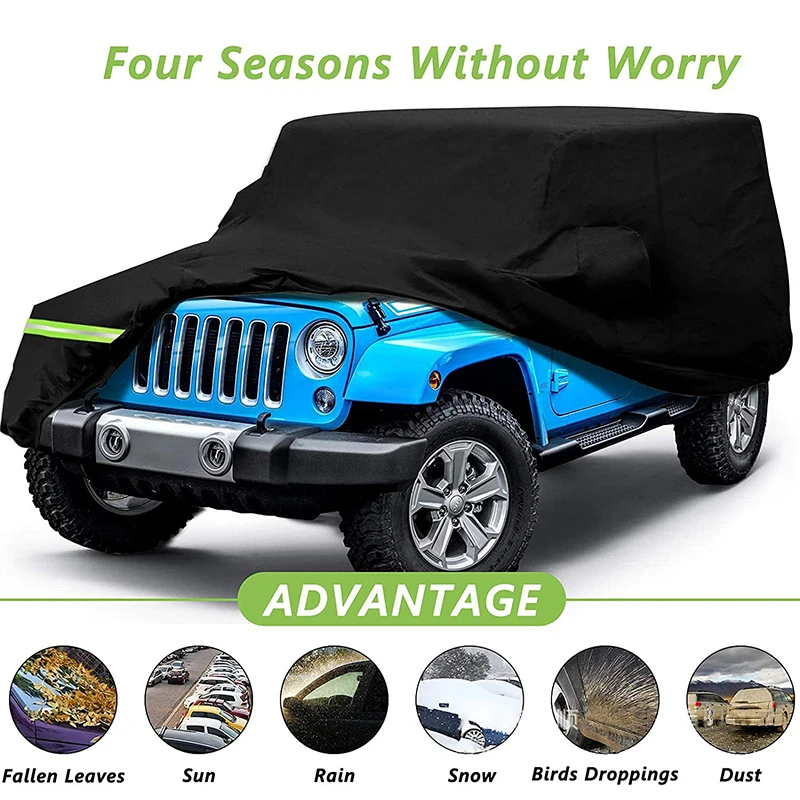 

2 Colors 2 Door 4 Door Car Cover Sunshade Waterproof Dustproof Protection Cover For Jeep Wrangler JK JL YJ 1987-2019