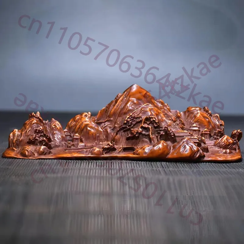 

Резная скульптура из боксwoodа «Горный пейзаж» — подставка для ручек, держатель для кистей, декор для дома, подарок