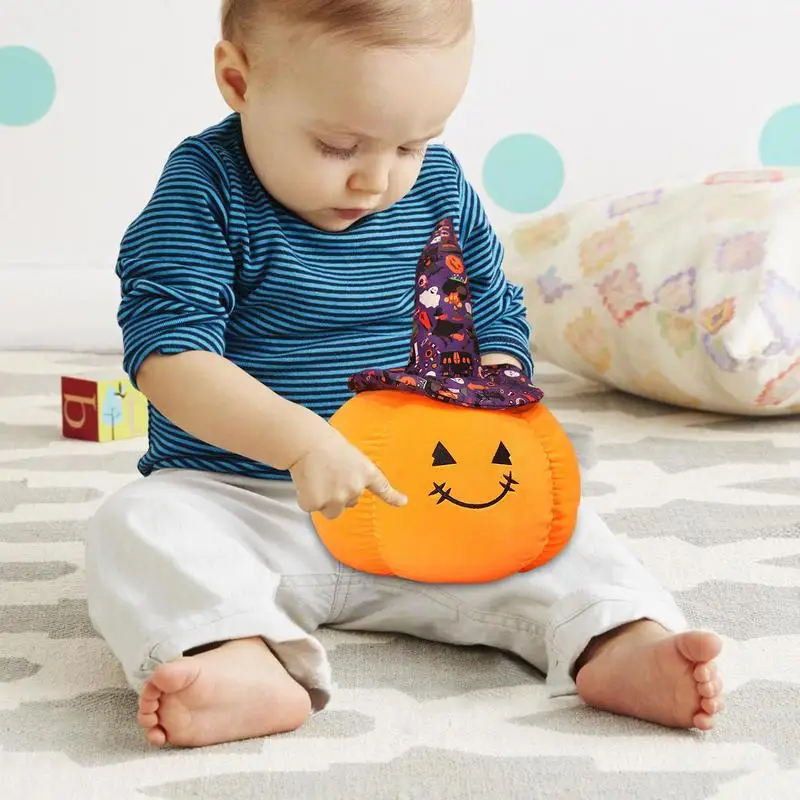 Muñeco de peluche de calabaza para Halloween, sombrero de mago de terror, almohada de felpa de calabaza, juguetes de peluche suaves, regalos de cumpleaños para niños, decoraciones navideñas