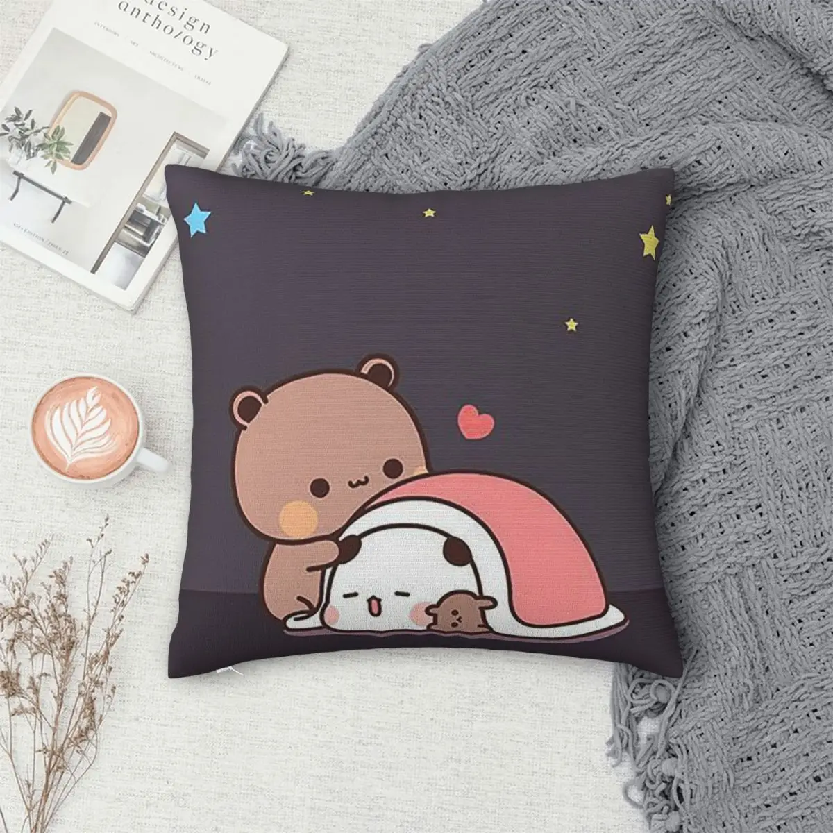 Cute Cartoon Bubu And Dudu Series Square Pillowcase Pillow Cover Cushion Zip Decorative Comfort Throw Pillow for Home Livingroom