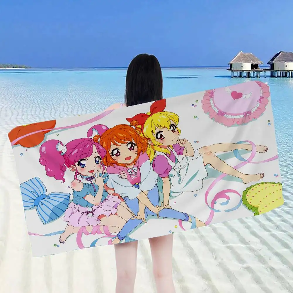 Anime A-Aikatsu! Microfiber Printed Beach Towel Mountain Climbing Yoga Beach Swimming Running Absorbent Soft Towel