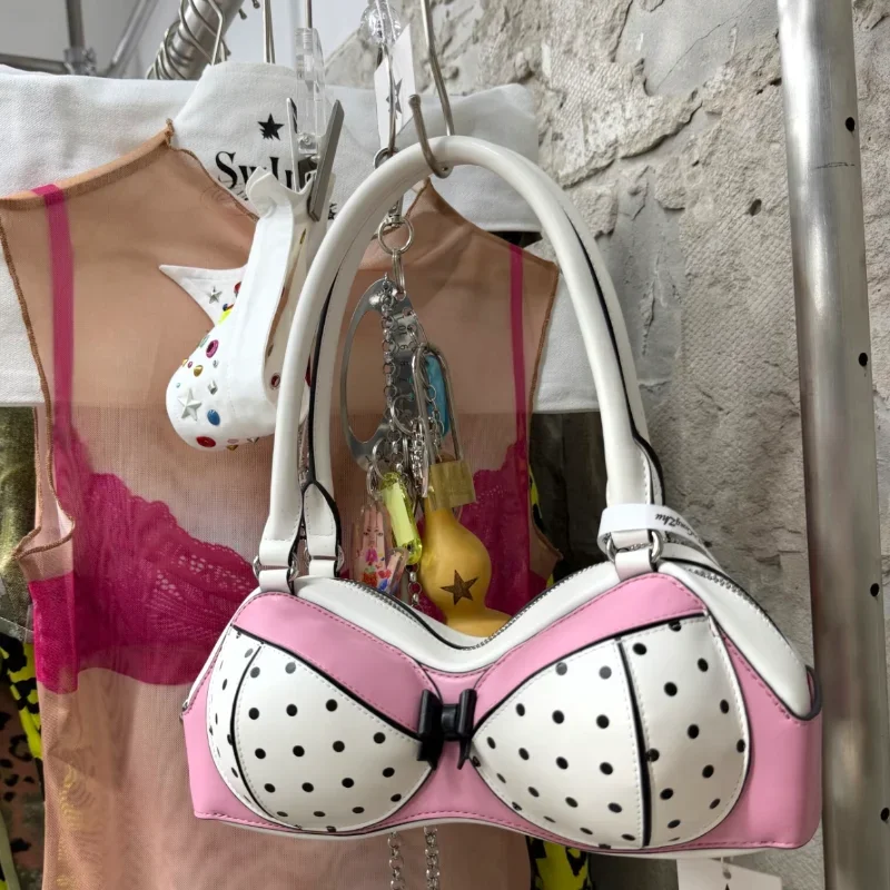 Kreative Genie Handtasche Y2k Mode Polka Dot Schleifenmuster Damen Schultertasche Designer Nischen-Vielseitige Lustige Neue Achseltasche – Detail 5