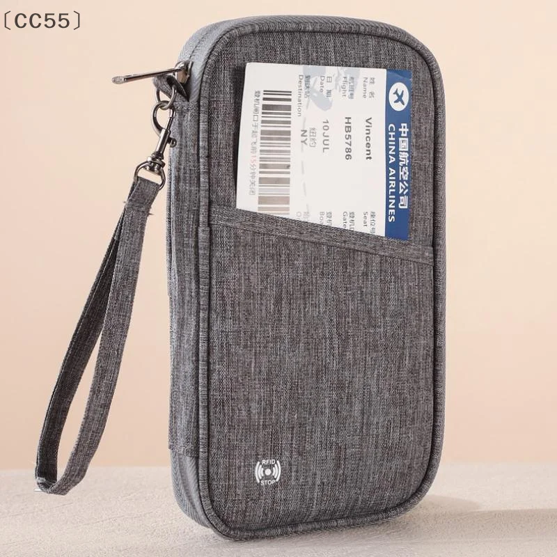 [-CC55」 محفظة جواز السفر بحجب RFID، محفظة أساسيات السفر، منظم مستندات السفر، حافظة بطاقات الائتمان، حقيبة حامل جواز السفر