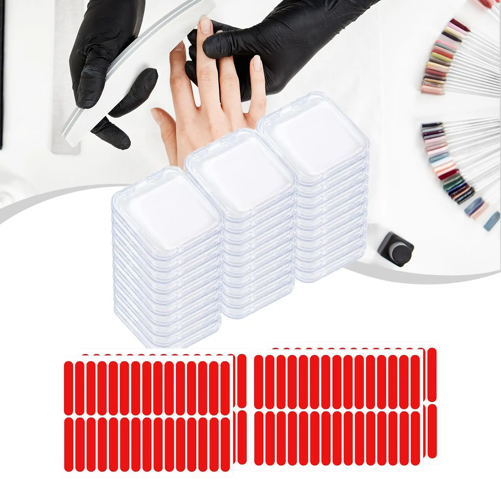 Press on Nail Storage Box Acrylic Nail Display Holder Nail Supply Organizer with Transparent Window for Home or Studio