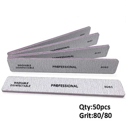 50PCS/25PCS Big Size 7*1.1in 80/80 Grit Nail Files Washable Replaceable Files For Files Strong Sandpaper Nails Accessories Tools