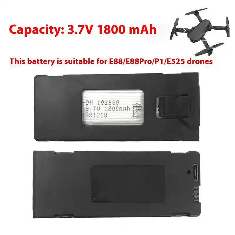 

E88/e525/e99/K3/e100/P1/P5/P8/P14/P15/P25 3,7 В 1800 мАч Батарея для радиоуправляемого дрона Стабильная батарея для дрона с зарядным кабелем