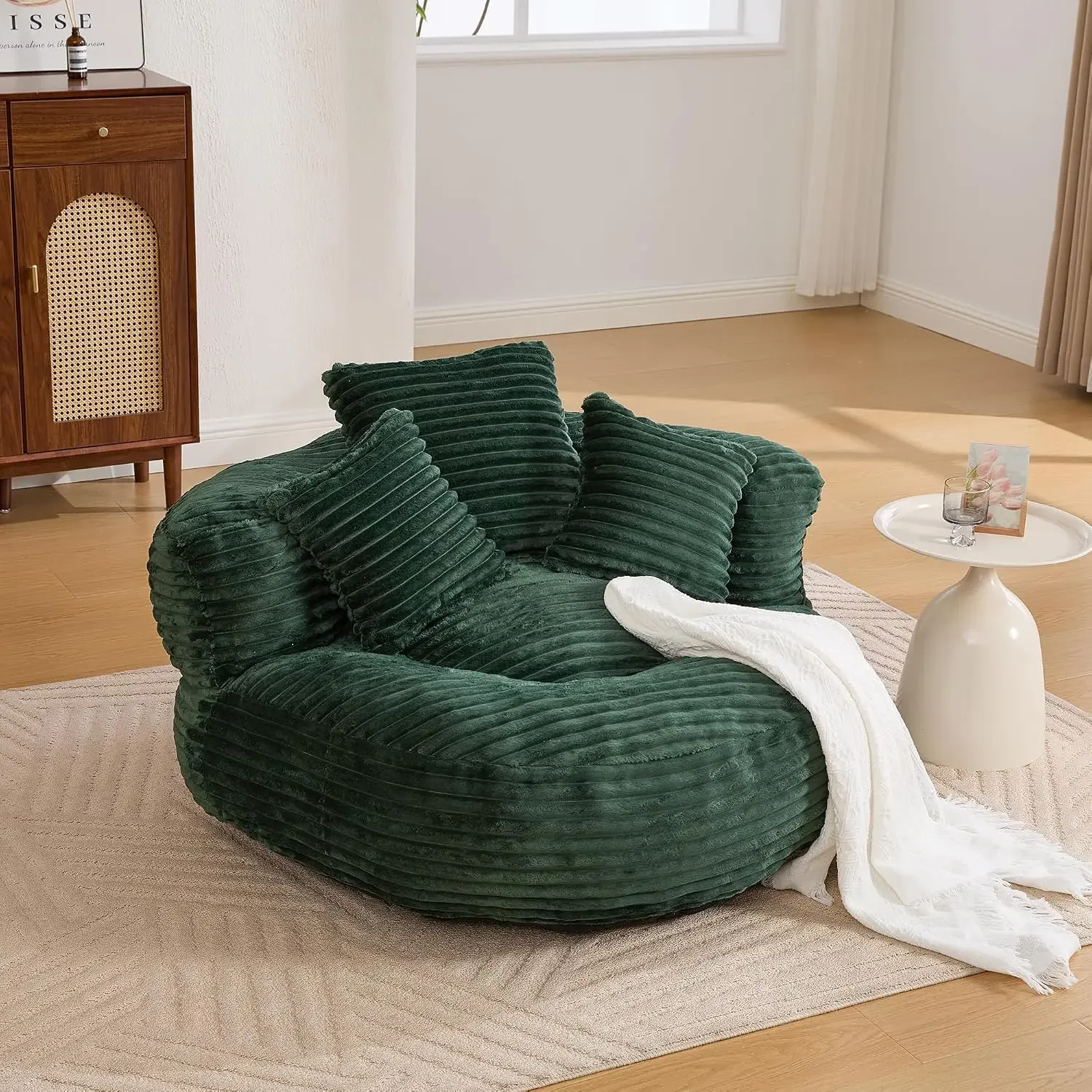Boneless Sofa for Living Room, Oversized Bean Bag Chair with Armrest | High-density memory foam fill, corduroy fabric, ergonomic