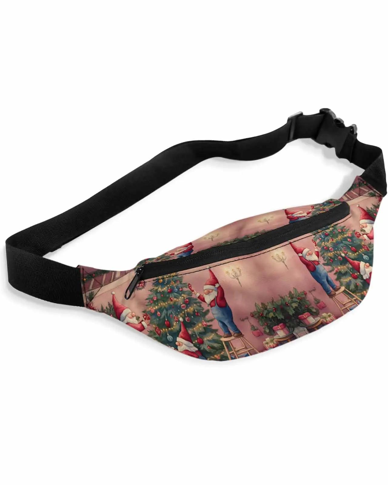 Saco de cintura impermeável para homens e mulheres, Fanny Pack, cinto de telefone, carteira, Banana Hip Bags, anão, árvore de Natal, inverno