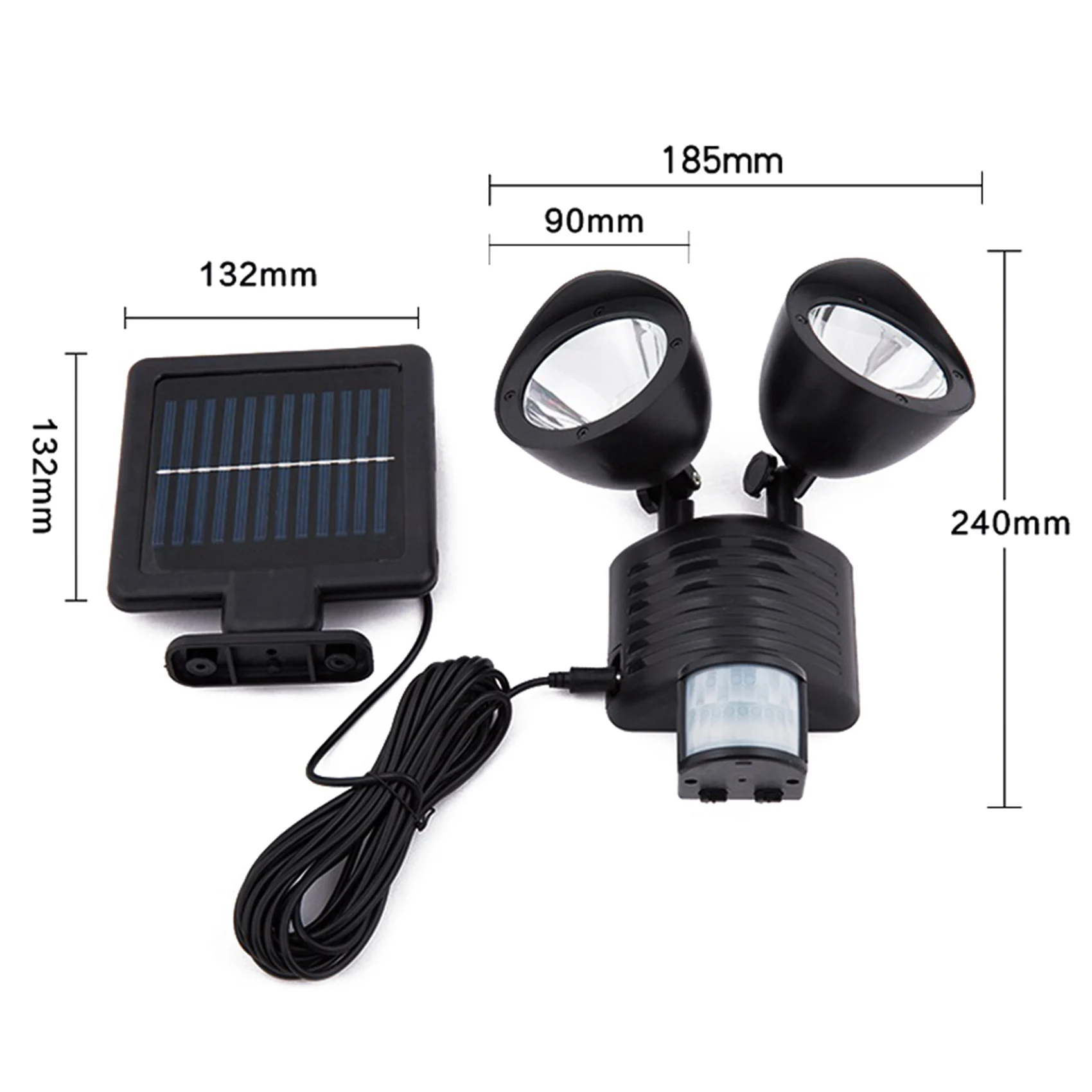 EYFL-2X 22 LED Dual Security Detector Solar Spot Light Motion Sensor Outdoor Floodlight
