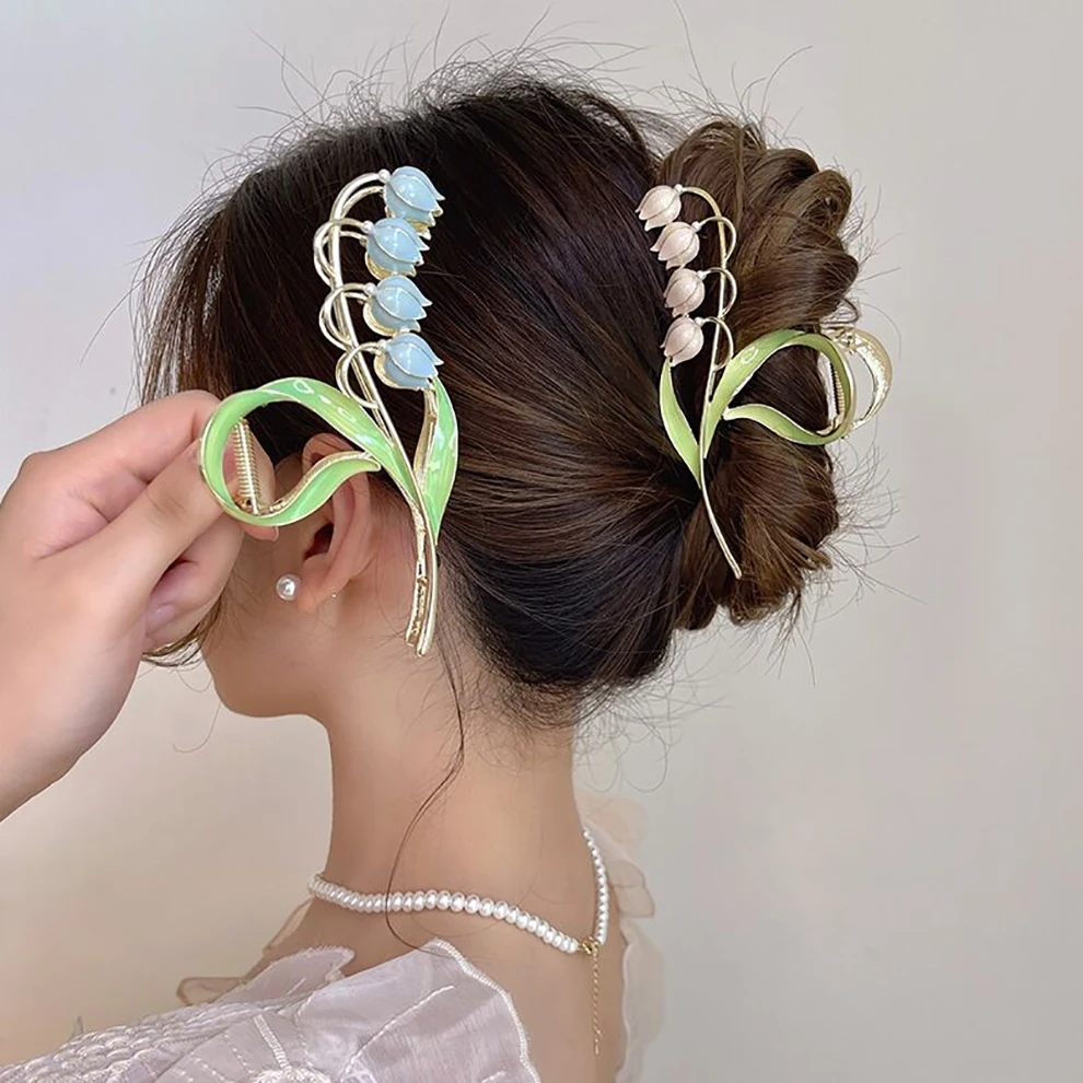 Lily of the Valley Hair Claws For Women Fashion Hair Clip Metal Hair Crab Hair Accessories Headwear