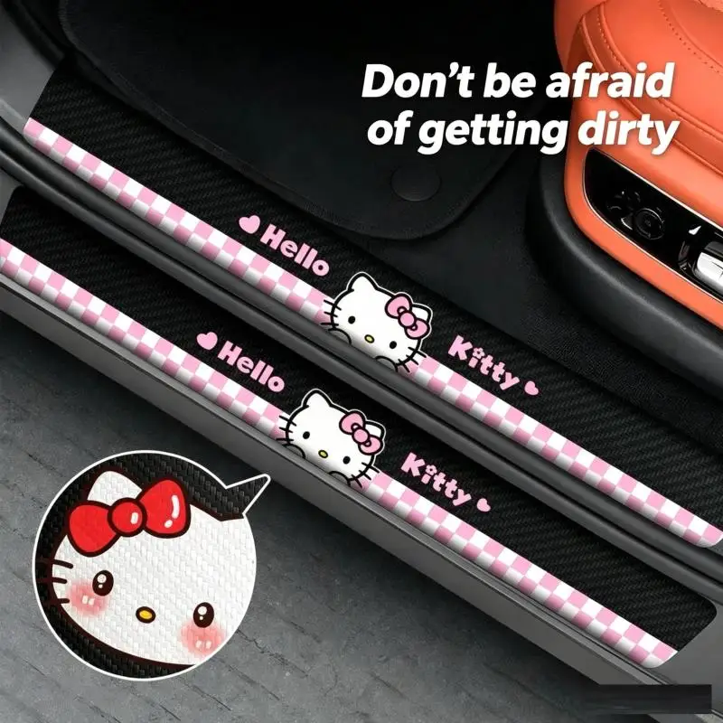 Kawaii Car Door Sill Anti-Scratch and Anti-Trampling Paint Protection Strip Hello Kitty Cartoon Car Decoration Accessories Gift