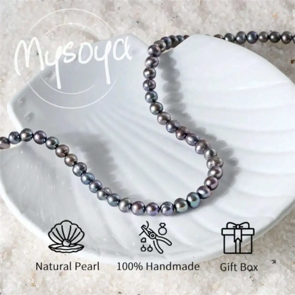 

MYSOYA черный пресноводный жемчуг ожерелье 6-7 мм жемчуг подарочная коробка подарок для нее свадебные украшения подарок на Рождество, день рождения, Новый год