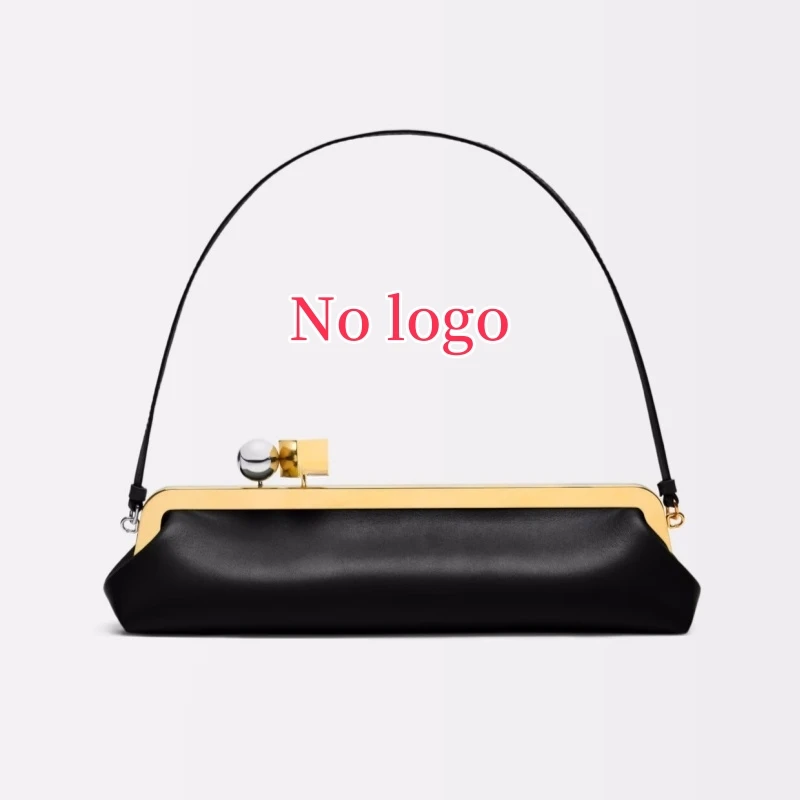 Long Clutch Bag with Removable Shoulder Strap, Women's Fashionable Baguette Bag, Luxury Designer Clip Handbag Purses for Ladies