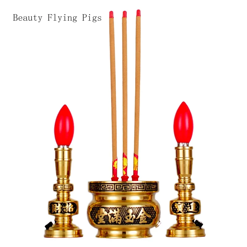 

Simulated Candlestick Guanyin Home Buddha Hall Offering Buddha Prayer Incense Stove Candle Decoration home decor