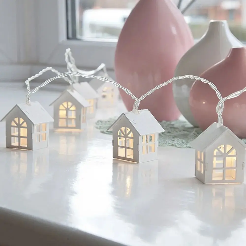 

Warm White Christmas LED String Lamp 10 LED Lights Waterproof Wooden House Light Strings USB/Battery Operated Durable