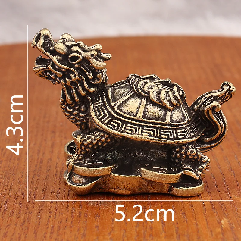 Pure Dragon Mother and Child Money Ornament Brass Retro Treading Copper Coin Ingot Turtle Tea Table