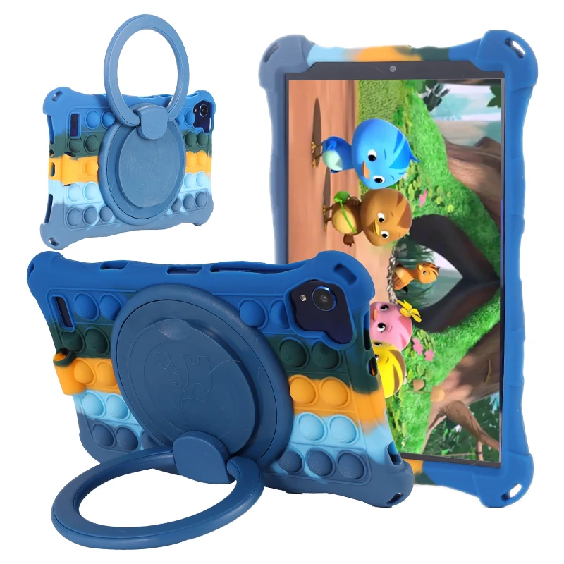 

360 Rotating Soft Bubble Silicone Kids Cover for Teclast P80 P80X P80H P80H P80X P80 Pro Anti-Fall Phablet Kickstand Rubber Case