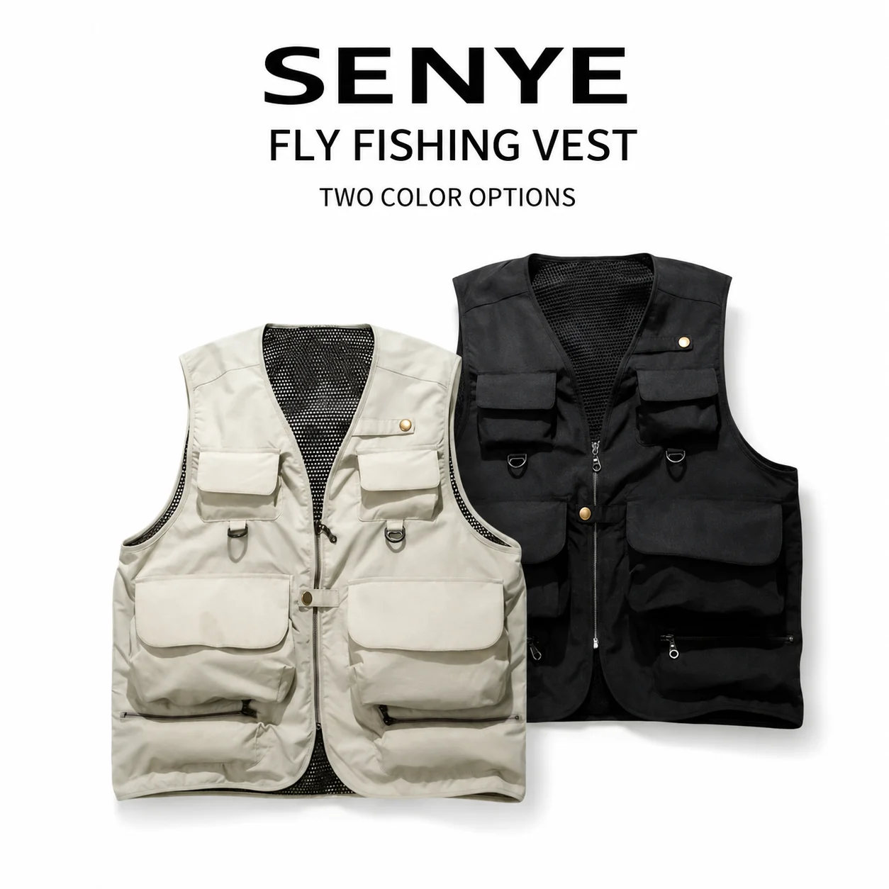 Fly Fishing Vest for Men Women Multi Pocket Mesh Lining Zipper Front Sleeveless Fishing Vest with Storage Pockets view 2