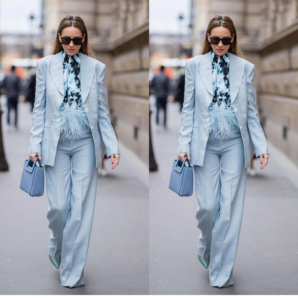 Summer Sky Blue Women Pants Suits Tailored Lady Blazer Prom Formal Wear For Wedding 2 Pieces (Jacket+Pants)