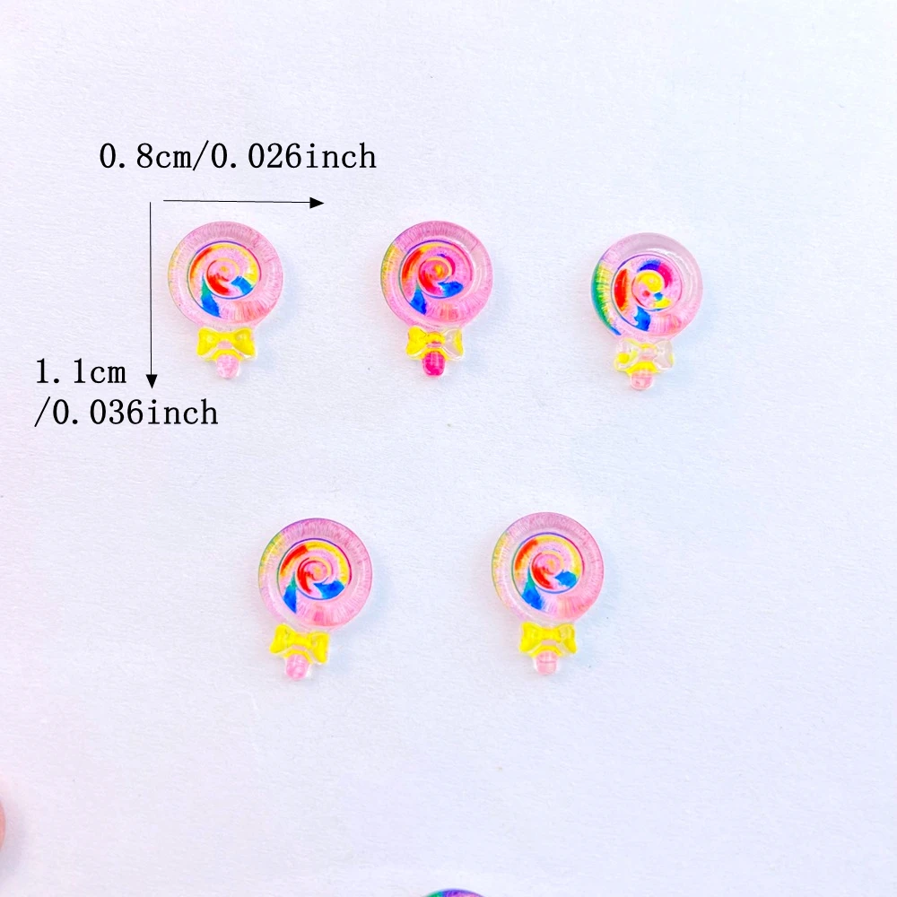 50pcs New Cute Mini Colorful lollipops Nail Rhinestones Gems Glitter Nail Art Jewelry Manicure Decoration Accessorie