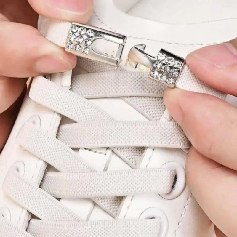 No Tie Shoe Laces Diamond Buckle Elastic Laces Shoelaces Sneaker Kids Adult Shoelace Suitable For Sports Casual Shoes Boots