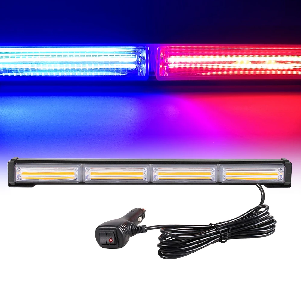 Red Blue Car Strobe Warning Light Bar Police Amber Flasher LED COB Police Emergency Flashing Signal Lamp Beacon for Vehicle Safe 