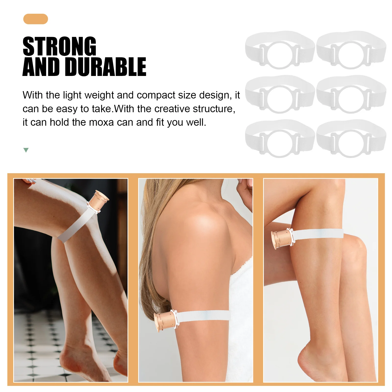 

6pcs Moxa Straps Elastic Band Wear-resistant Professional Fixator Household Bands Massage Tools PP Nylon Long-lasting