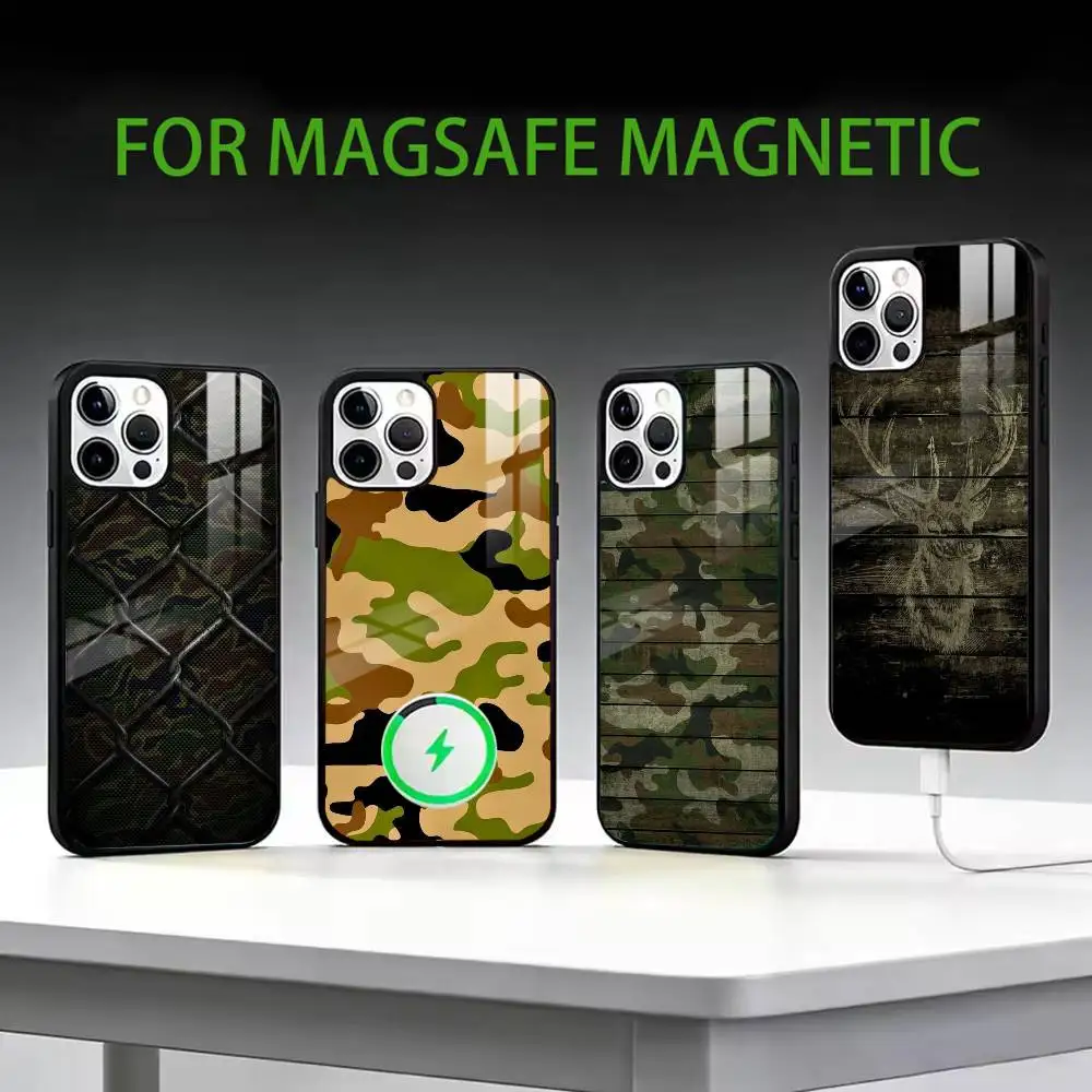 

D-Deer Hunting Camo Phone Case For iPhone17,16,15,14,13,12,11 Plus,Pro Max Magnetic For Magsafe Wireless Charging
