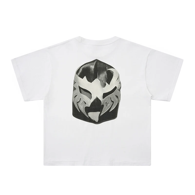 Kanye West Short Sleeve T-Shirt American Trendy Mask Five-Pointed Star Print Men Women Casual Versatile Tee 26SS