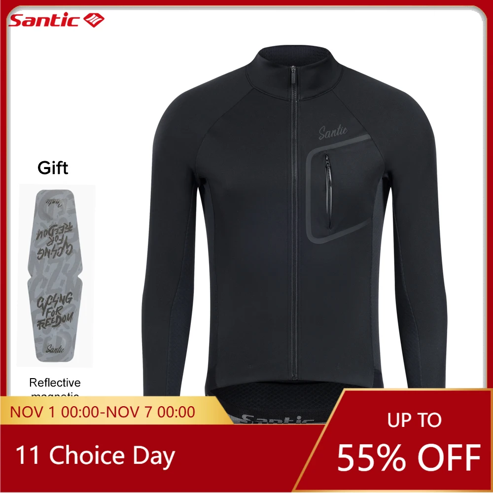 

Santic мужские велосипедные куртки зимние велосипедные майки MTB тонкие бархатные ветрозащитные дорожные велосипедные теплые с карманами WZ24C01177