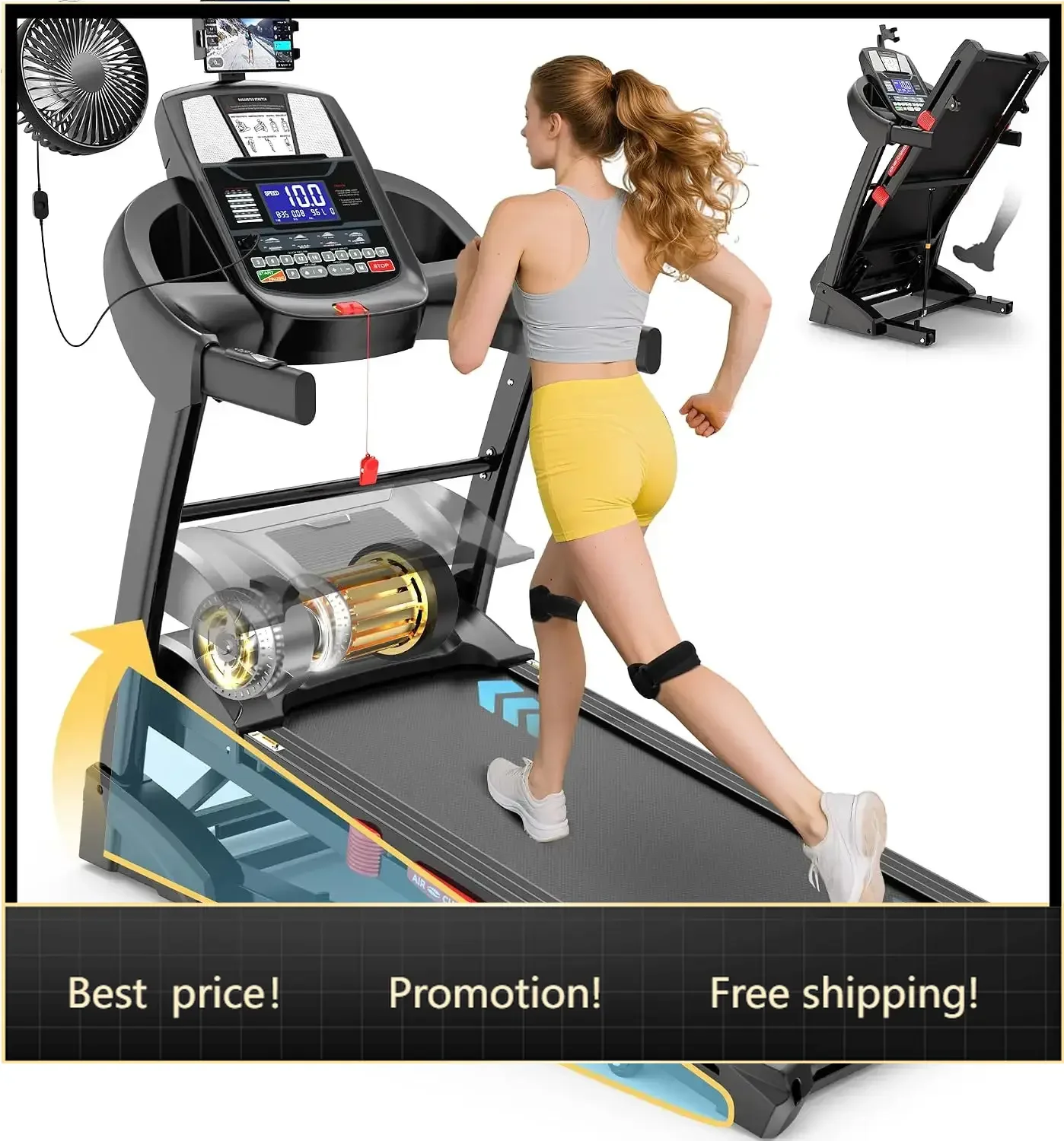 400 lbs Capacity Treadmill for Home with 15% Incline, 5.0 HP Folding Treadmill for Exercising, 0.6-10 MPH, APP Control, Shock