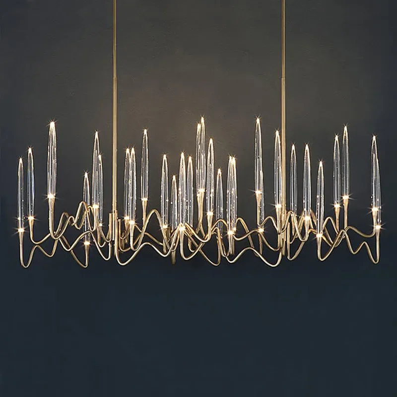 American chandelier restaurant light luxury super long bar counter modern minimalist art