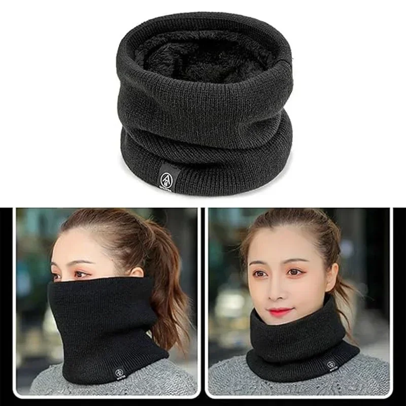 

Bufanda Neck Scarves Warm Winter Ring Scarf Women Men Unisex Solid Plus Velvet Knitted Full Face Mask Snood Thick Muffler