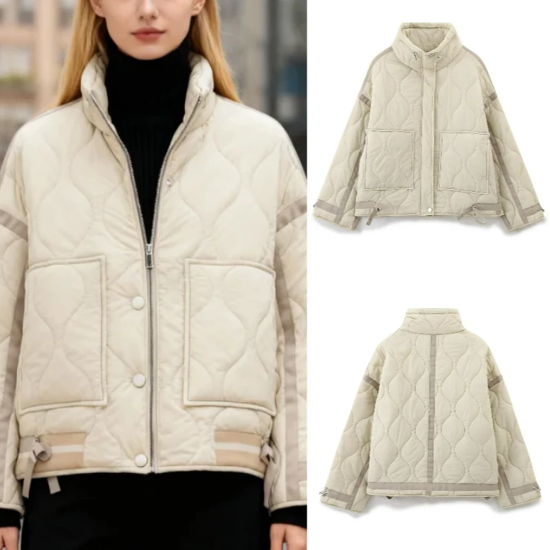 سترة منتفخة نسائية أنيقة غير رسمية مزينة بفيونكة نمط شارع العليا لخريف/شتاء مجموعة جديدة 2025 #1