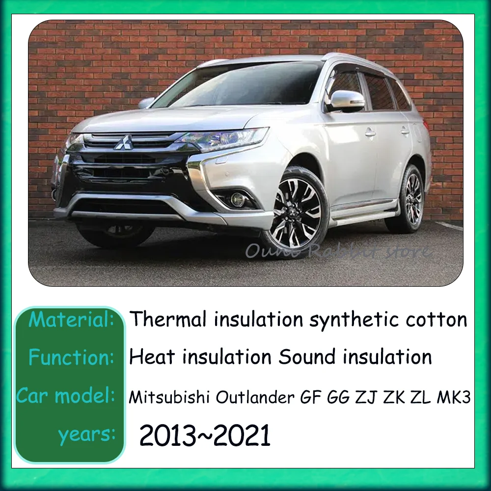 For Mitsubishi Outlander GF GG ZJ ZK ZL MK3 2013~2021 Car Hood Thermal lining Engine Soundproof Cotton Insulat Mat Accessories